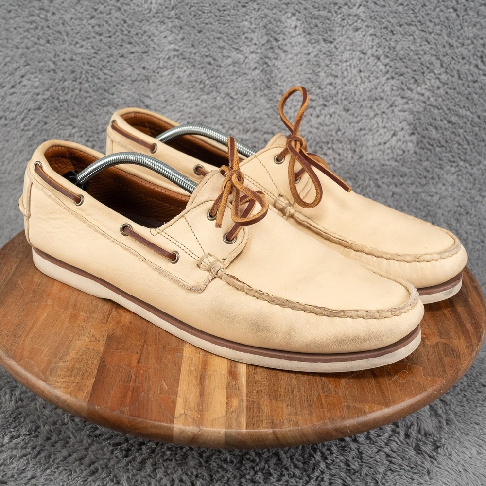 Allen Edmonds Boat Shoes Mens 14 D Beige Good Force 10 Leather USA